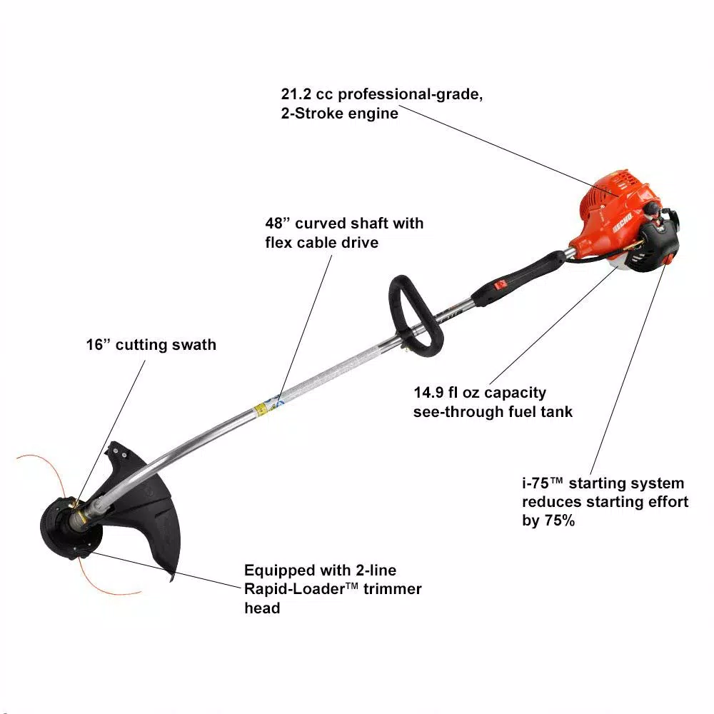ECHO GT-225i 21.2 cc Gas 2-Stroke Curved Shaft Weed Trimmer