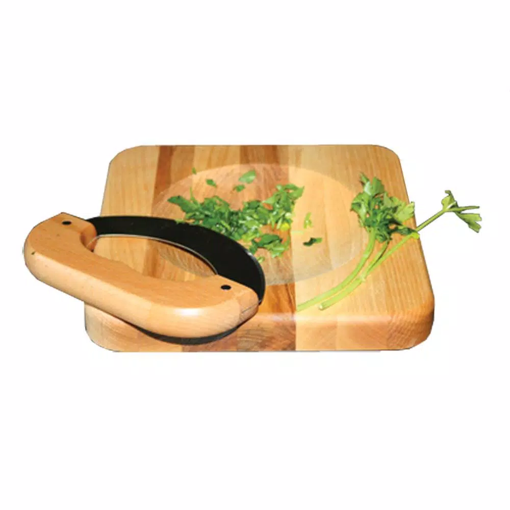 Catskill Craftsmen Catskills Mezzaluna 8 in. Hardwood Chopping Board with Steel Mezzaluna Knife