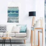 LR Home Coast Gray & Teal Fringed Tufted Cotton Wall Tapestry - Bohemian Coastal Wall Hanging thumbnail 7