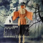 Haunted Hill Farm 6 ft. Animatronic Moaning Jack-O-Lantern Scarecrow Halloween Prop thumbnail 2
