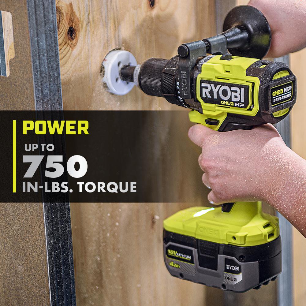 RYOBI 18V ONE+ HP Brushless 1/2 in. Hammer Drill Kit with 4.0 Ah Battery, Charger, and Tool Bag