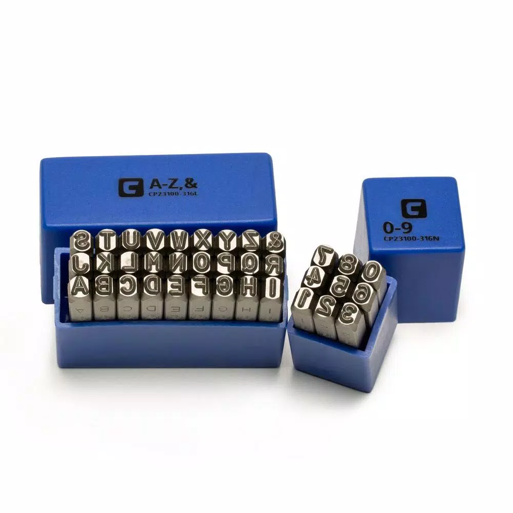 Capri Tools 3/16 in. Letter and Number Stamp Set, 36-Piece Chrome Vanadium Steel Punch Set