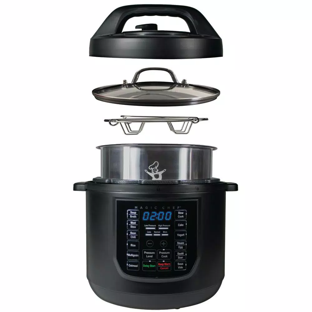Magic Chef 9-in-1 6 Qt. Matte Black Electric Multi-Cooker with Stainless Steel Interior