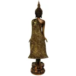 Oriental Furniture 22.5 in. Gold Standing Thai Buddha Statue - Sukothai Style Resin Sculpture thumbnail 2