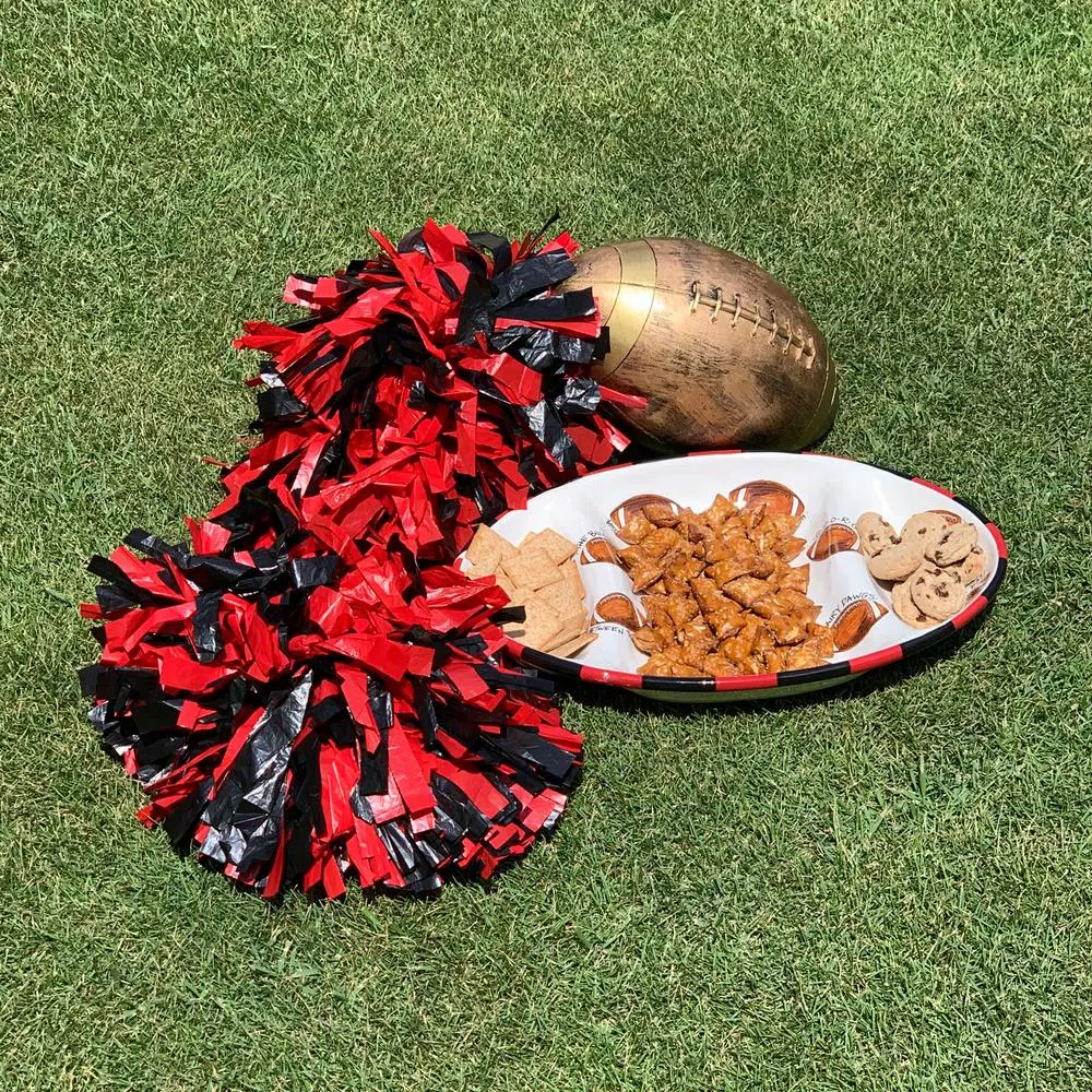 Magnolia Lane Georgia Ceramic Football Tailgating Serving Platter, 3-Section Divided Dish