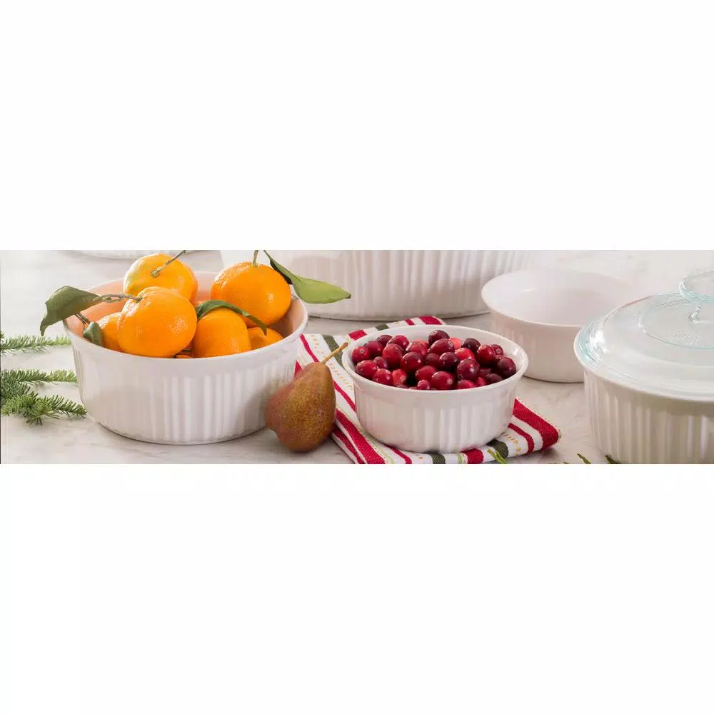 Corningware French White 6-Piece Ceramic Bakeware Set with Lids
