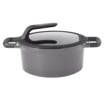 BergHOFF GEM Stay Cool 5 qt. Cast Aluminum Nonstick Stock Pot with Glass Lid, Gray thumbnail 1