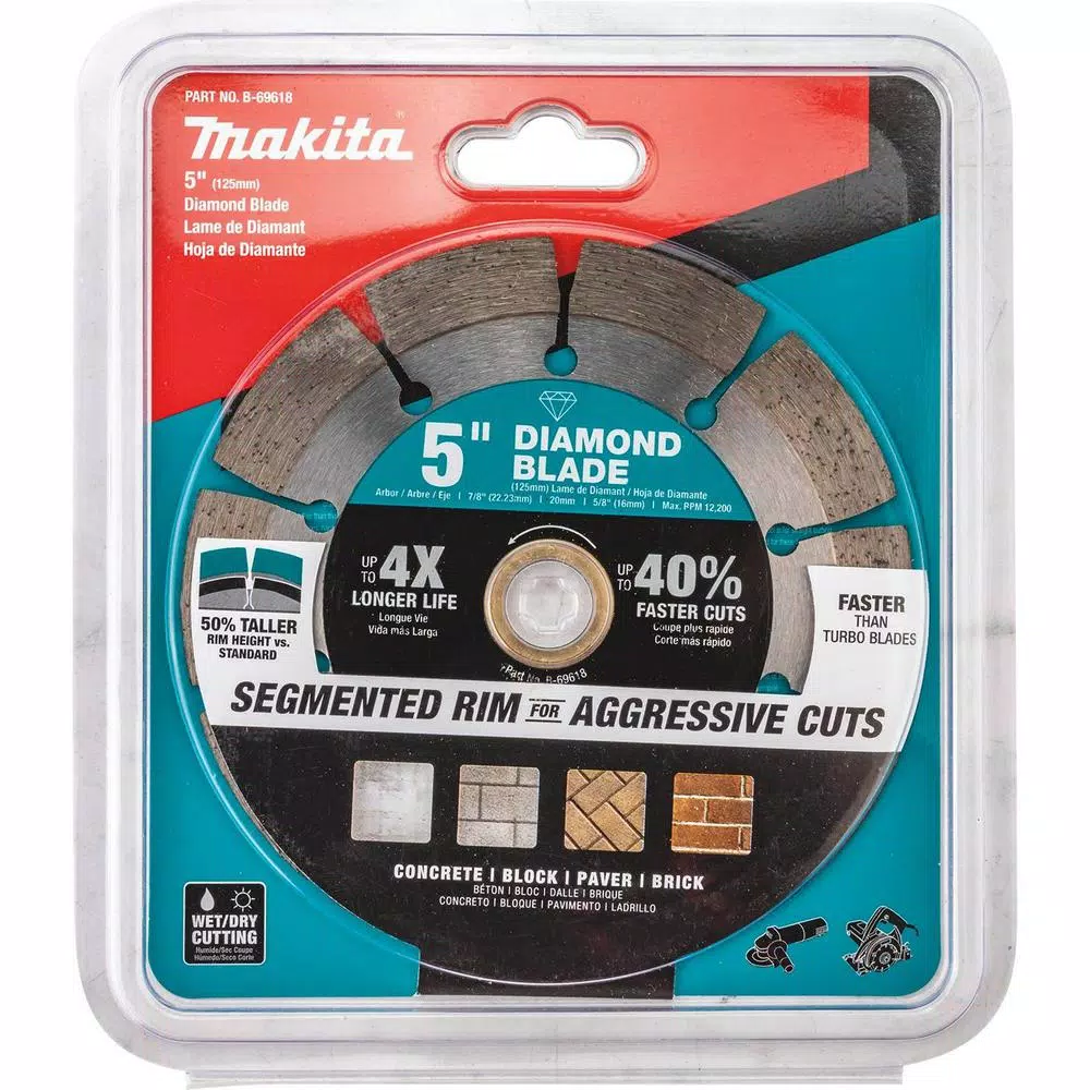 Makita 5 in. Segmented Rim Diamond Blade for Masonry, Brick, and Concrete