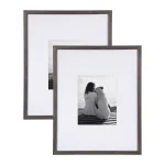 DesignOvation Gallery Wood Picture Frame Set of 2, Gray, 16x20 matted to 8x10 thumbnail 1
