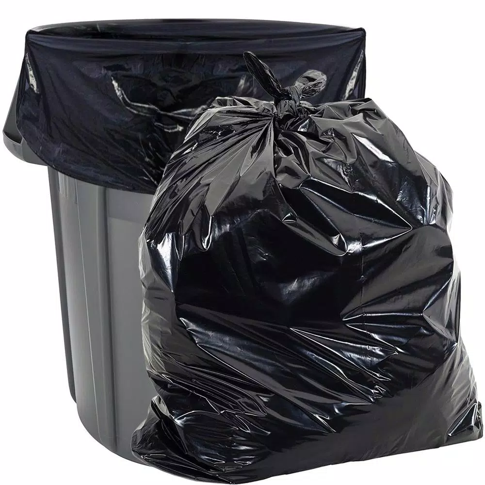 Aluf Plastics 55 Gallon Heavy-Duty Black Trash Bags for Rubbermaid Brute, 1.8 Mil, 100-Count