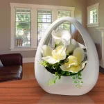 National Tree Company Artificial White Calla Lily and Orchid Floral Arrangement in White Ceramic Vase thumbnail 1