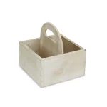 Cheungs White Wooden Square Caddy - Rustic Farmhouse Decorative Tray with Handle thumbnail 3