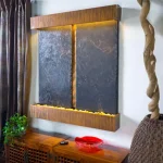 Water Wonders Nojoqui Falls Double Slate Wall Fountain with Copper Patina Trim thumbnail 4