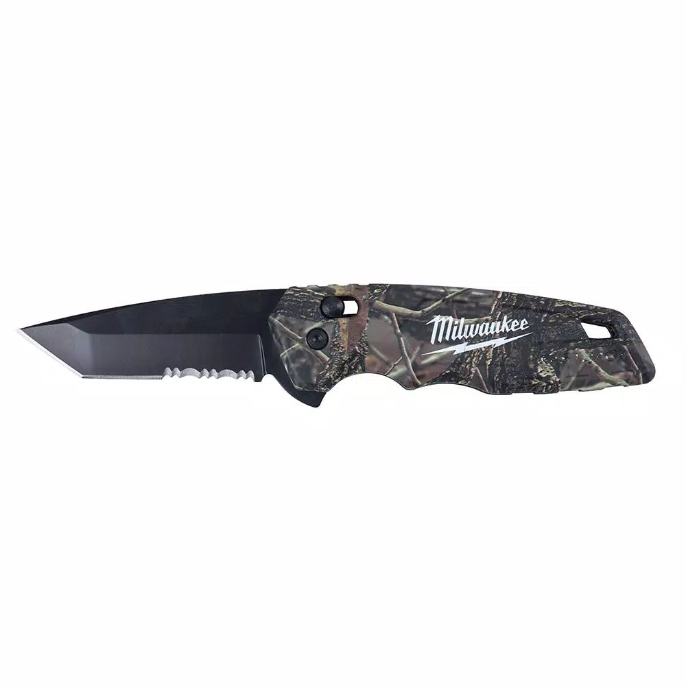 Milwaukee FASTBACK Camo Spring-Assisted Folding Knife with 2.92 in. Tanto Blade