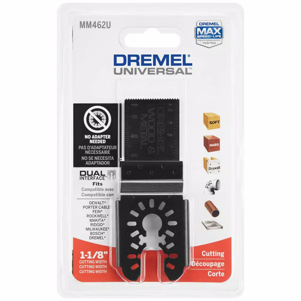 Dremel Multi-Max 1-1/8 in. Bi-Metal Oscillating Tool Flush Cut Blade for Wood, Drywall, and Metal