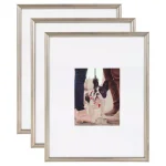 Kate and Laurel Adlynn Silver Picture Frame Set, Set of 3, Fits 8x10 in. with Mat or 16x20 in. without Mat thumbnail 1
