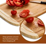 Bambusi Large Bamboo Cutting Board Set of 2 with Juice Groove, Rectangle Wood Chopping Boards for Meat and Veggies thumbnail 3