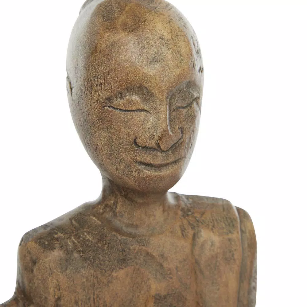 LITTON LANE Hand-Carved Natural Albizzia Wood Buddha Sculpture, 18 in. Tall
