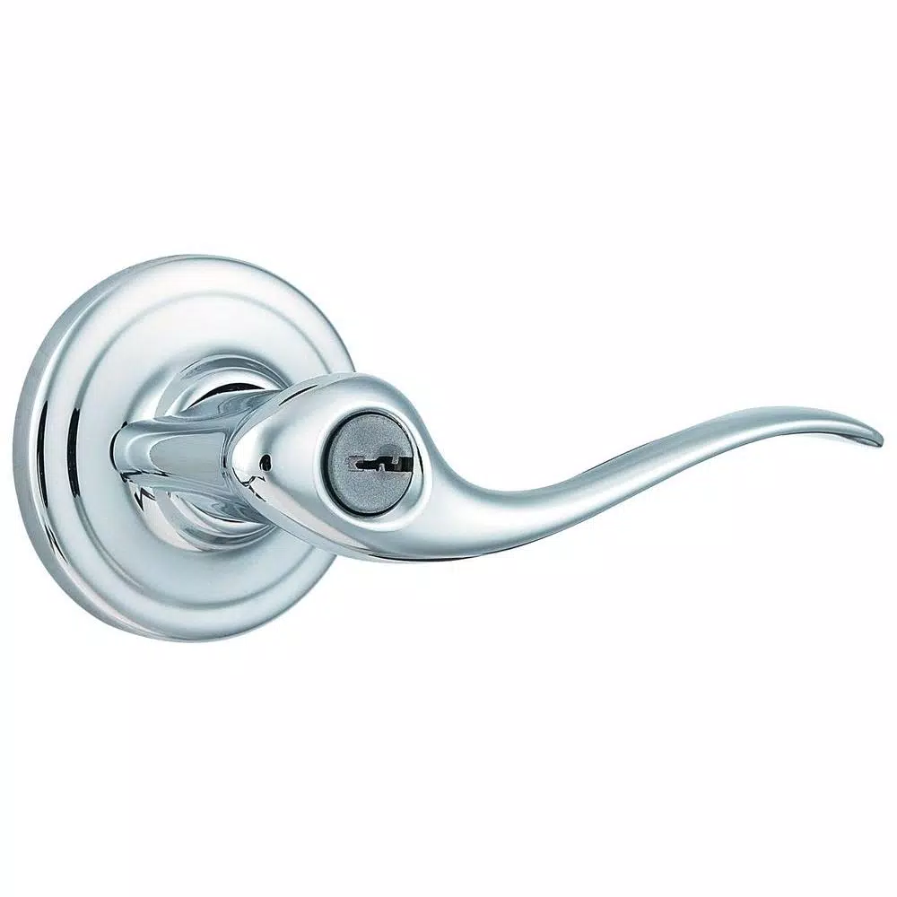 Kwikset Tustin Polished Chrome Exterior Entry Door Lever with SmartKey Security