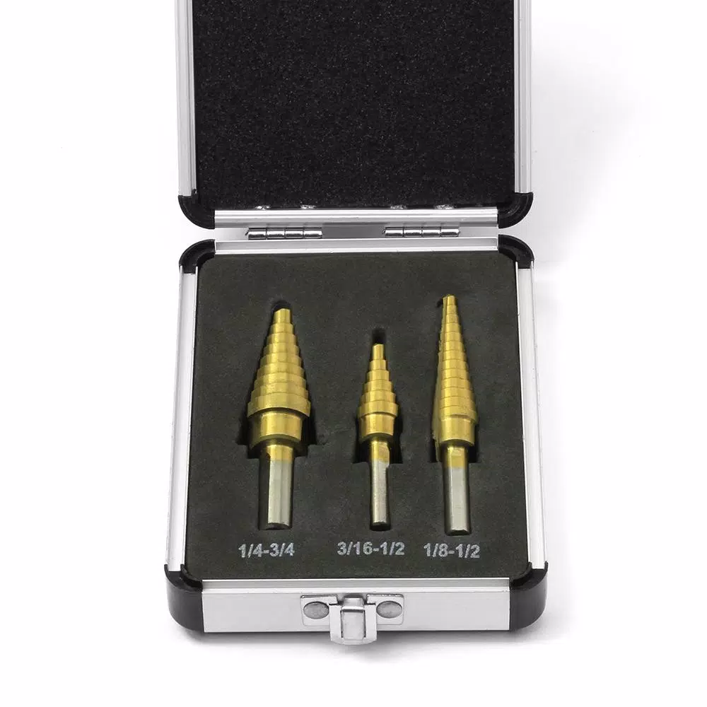 Stark 3-Piece Titanium Coated HSS Heavy Impact Step Drill Bit Set