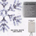 Alpine Corporation 24 in. Hanging Snowflake with 102 Cool White LED Lights thumbnail 5