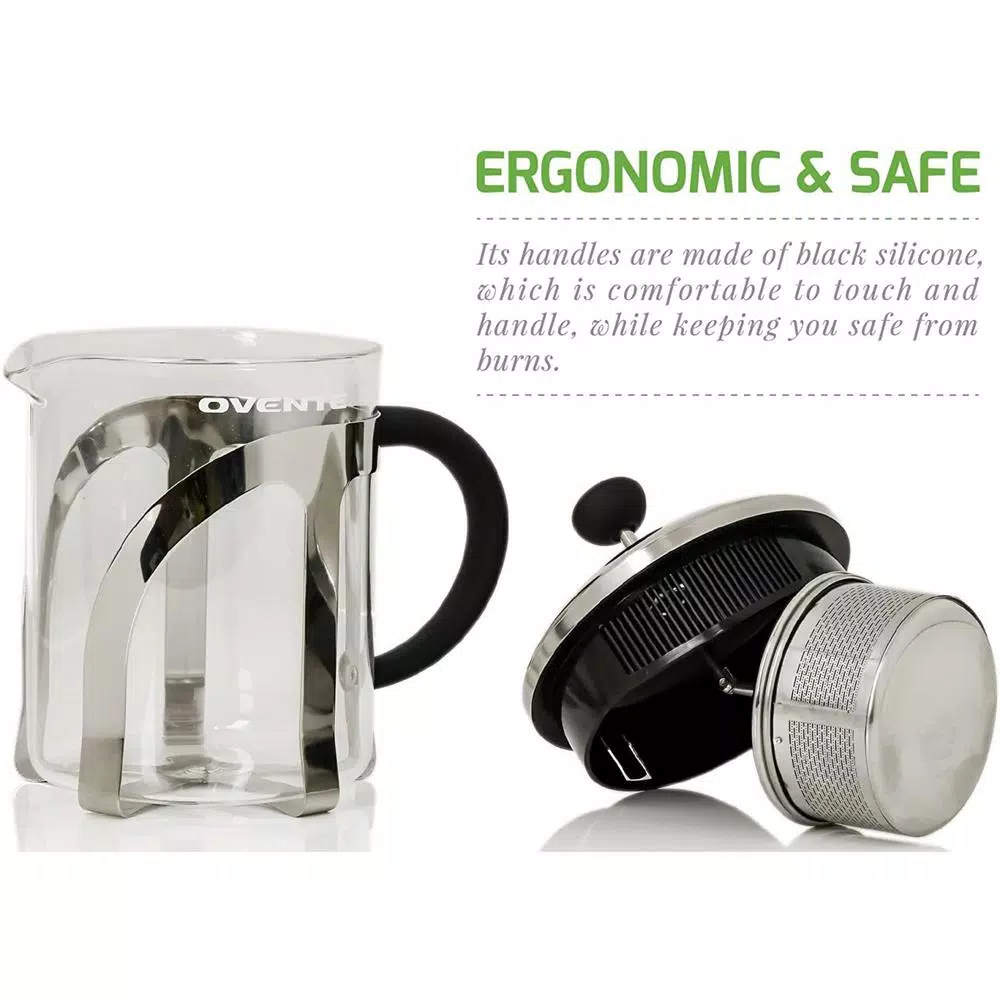 Ovente 2.5-Cup Glass Tea Maker with Removable Stainless Steel Infuser and Measuring Scoop