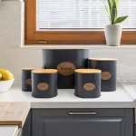 MegaChef 5-Piece Kitchen Canister Set with Bamboo Lids and Metal Construction thumbnail 10