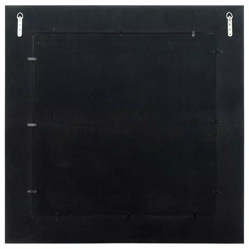 Unbranded Large 48x48 Square Black Faux Shagreen Modern Accent Mirror with Hooks