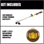 DEWALT 20V MAX Cordless Brushless String Trimmer Kit with 5 Ah Battery, Charger, and 225 ft. Replacement Line thumbnail 2