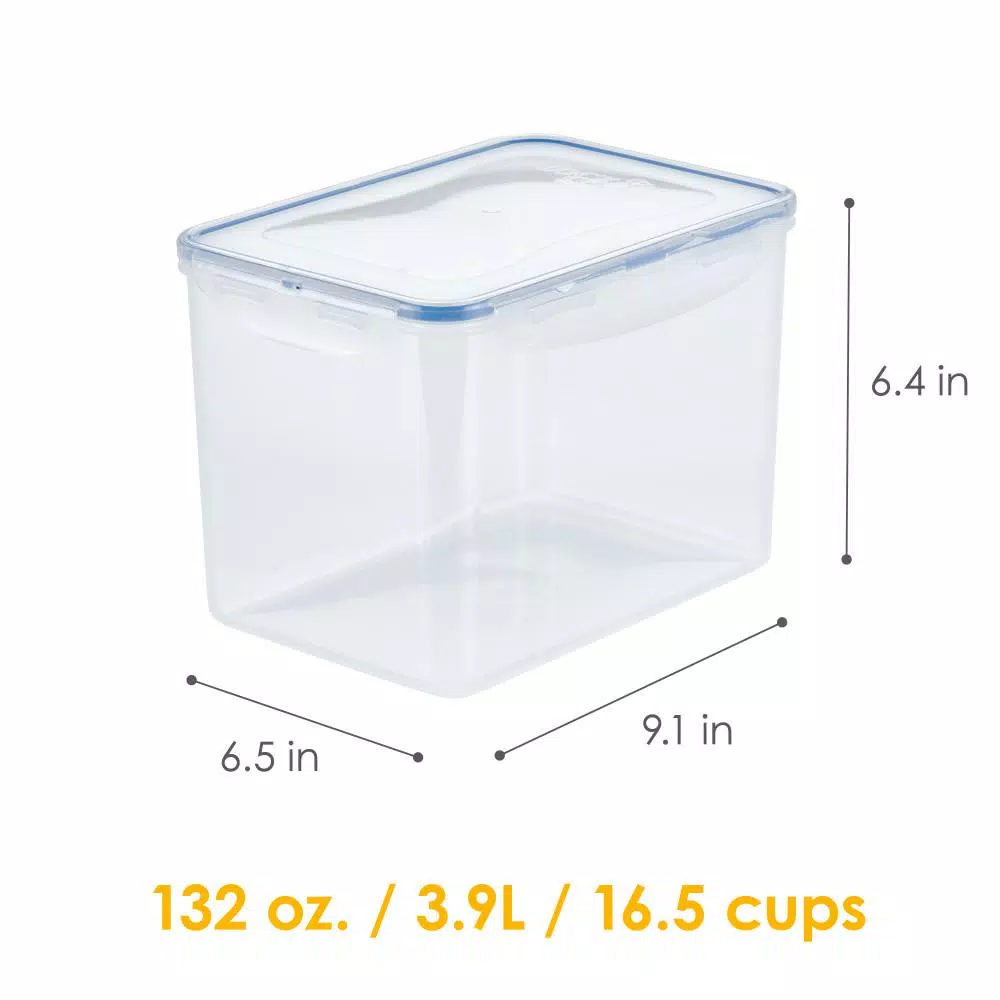LOCK & LOCK Easy Essentials Pantry 16.5-Cup Rectangular Food Storage Container, Airtight & Leakproof Plastic Container