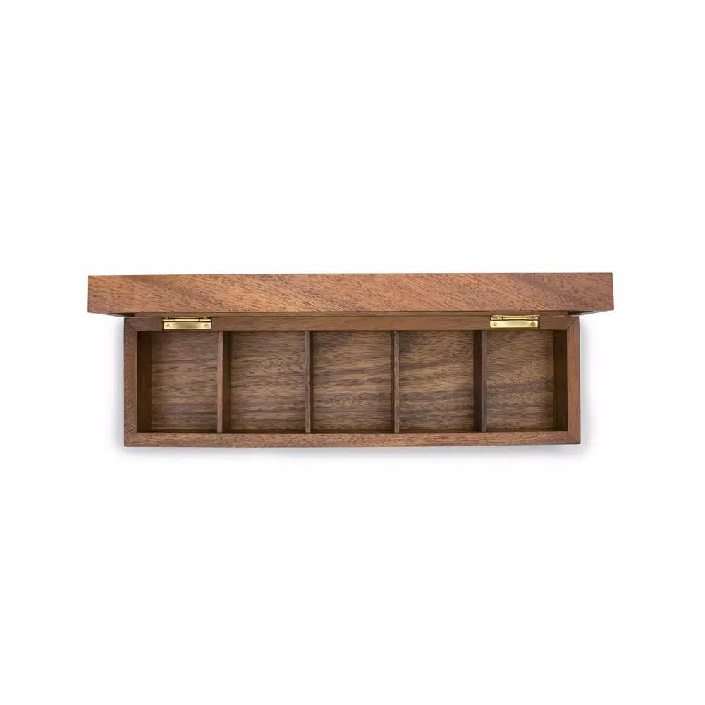 Ironwood Gourmet Townhouse 5-Compartment Acacia Wood Tea Box