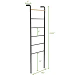 Mind Reader 6-Bar Freestanding Towel Rack, Black Metal Bathroom Towel Stand thumbnail 7