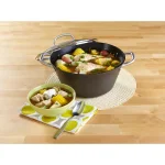 IMUSA 6 qt. Round Lightweight Cast Iron Dutch Oven with Tempered Glass Lid, Black thumbnail 2