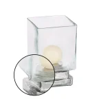 LITTON LANE 6 in. Cube-Shaped Frosted Glass Hurricane Candle Holders, Set of 2 thumbnail 3