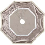 VHC Brands 48 in. Allura Dove Grey Glam Christmas Tree Skirt with Silver and Taupe Diamond Trim thumbnail 1