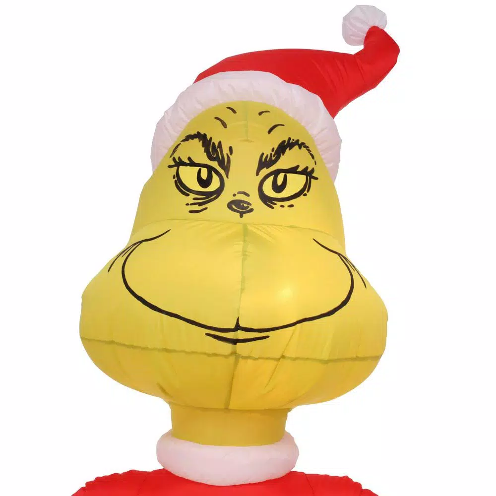 Gemmy 6 ft. Airblown Inflatable Grinch and Max on Sled Holiday Scene with LED Lights