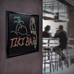 Crystal Art Gallery Crystal Art Sign of the Times Tiki Bar Palm Tree Parrot Framed LED Sign thumbnail 1