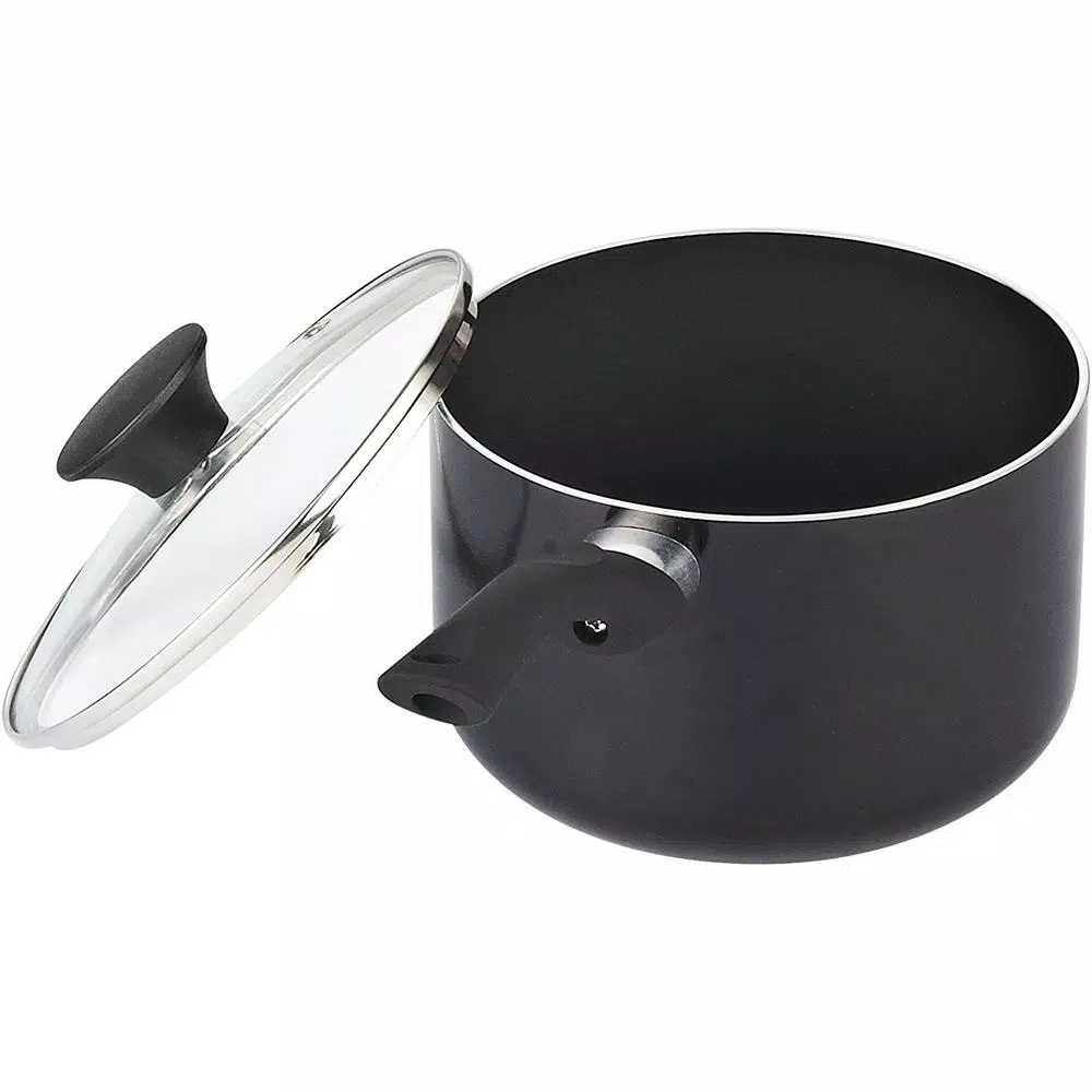 Cook N Home 15-Piece Nonstick Aluminum Cookware Set with Soft Handles, Black