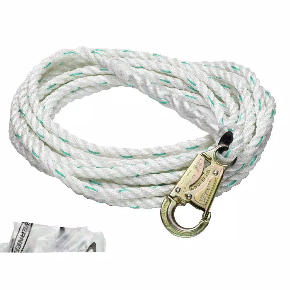 WERNER Upgear 50 ft. 5/8 in. Poly-Dac Vertical Lifeline with Snap Hook