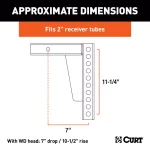 CURT Weight Distribution Shank, 2 in. Shank, 7 in. Drop, 10.5 in. Rise thumbnail 3