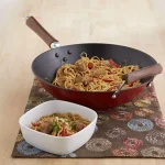IMUSA 14 in. Light Cast Iron Pre-Seasoned Wok with Wood Handle thumbnail 2