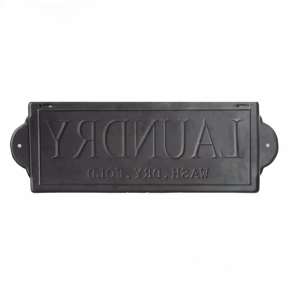 HomeRoots Wash Dry Fold Metal Laundry Room Wall Décor - Farmhouse Style Sign