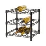 HDX 12-Bottle Black Steel Floor Wine Rack - 3-Shelf Countertop Storage thumbnail 2