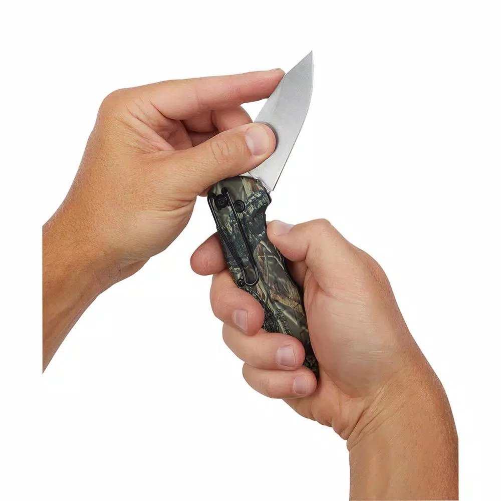 Milwaukee FASTBACK Camo Stainless Steel Folding Knife with 2.95 in. Drop Point Blade