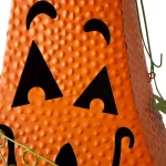 Glitzhome 23.62 in. Metal Jack-O-Lantern Halloween Decor with LED Pillar Candle thumbnail 2