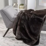 Noble House Toscana Shadow Faux Fur Throw Blanket, Gray Modern Solid Pattern thumbnail 5