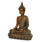 LITTON LANE Polystone Sitting Buddha Sculpture with Mirrored Accents and Bronze Finish thumbnail 2