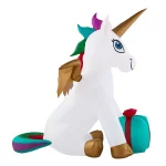Home Accents Holiday 5 ft. Airblown Inflatable Fuzzy Plush Unicorn Pegasus with LED Lights thumbnail 1