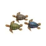 LITTON LANE 5 in. Polystone Sea Turtle Sculptures, Set of 3 - Coastal Decorative Statuary thumbnail 2