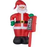 Fraser Hill Farm 10 ft. Santa Claus with Sign Christmas Inflatable with White Lights thumbnail 1